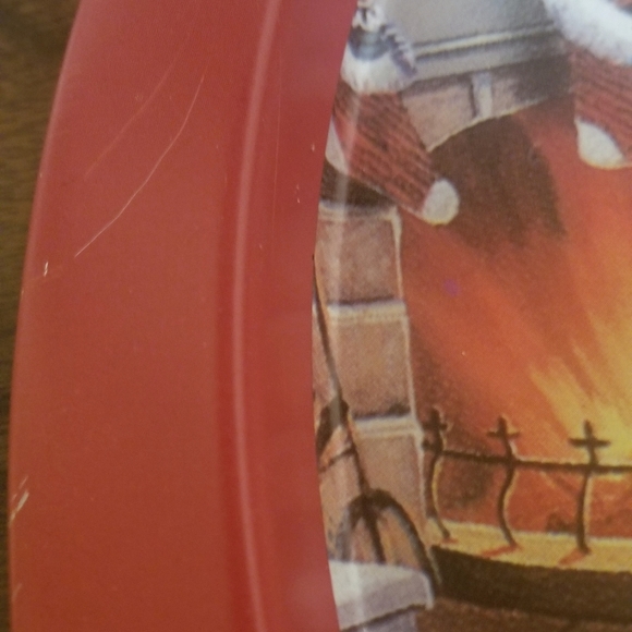 2 13 Inch Tin Christmas Cookie Trays with Santa Claus and Kids, Red - Picture 7 of 7